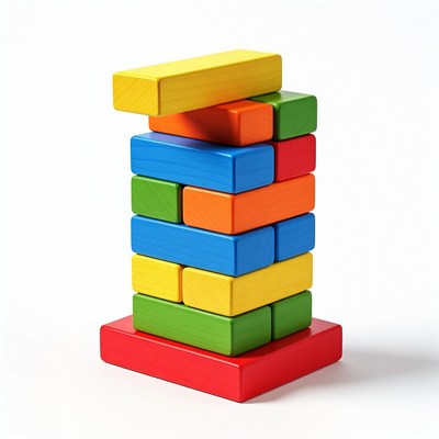 Colorful wooden building blocks tower
