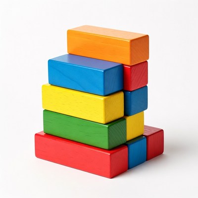 Colorful wooden building blocks stacked