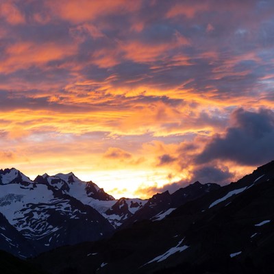 Snowy Mountains at Sunset