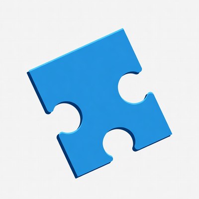Blue puzzle piece isolated