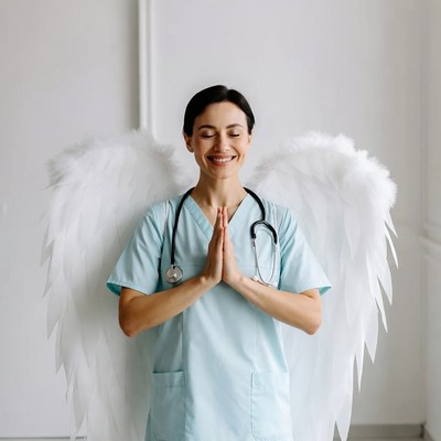 Nurse with Angel Wings Praying