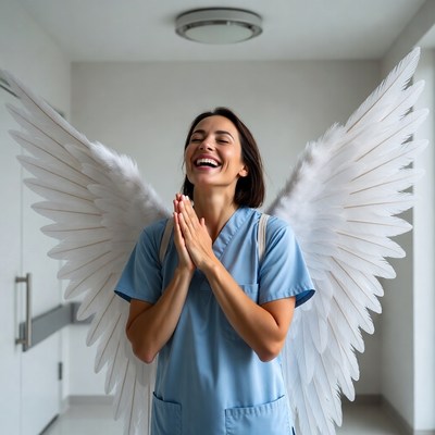 Nurse with Angel Wings Praying