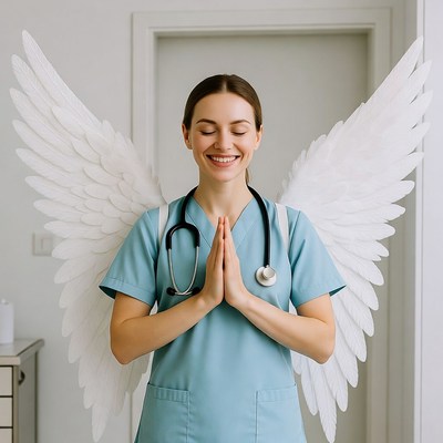 Nurse with Angel Wings Praying