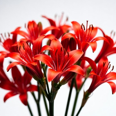 Red Lilies Bouquet on White Background