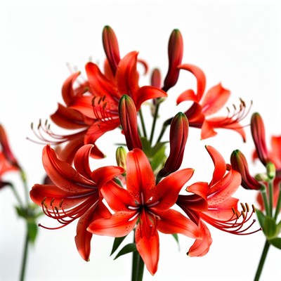 Red Lilies on White Background