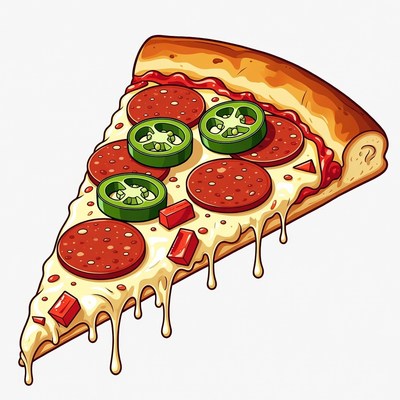 Pepperoni Pizza Slice with Jalapenos