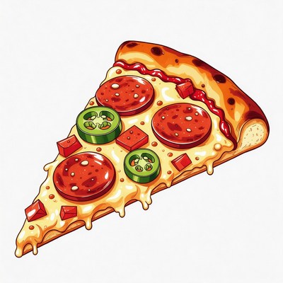 Pepperoni Pizza Slice with Jalapenos