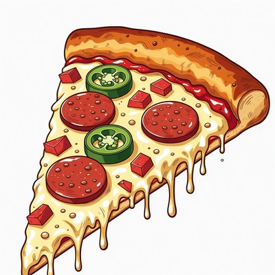 Pepperoni Pizza Slice with Jalapenos