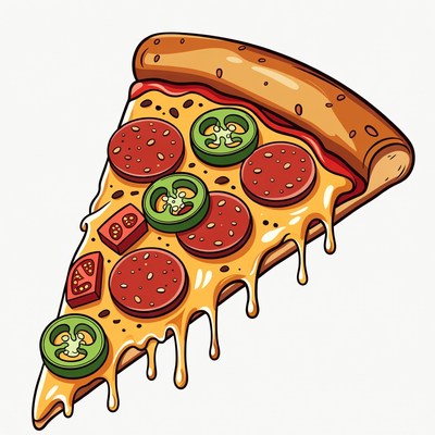 Pepperoni Pizza Slice with Jalapenos