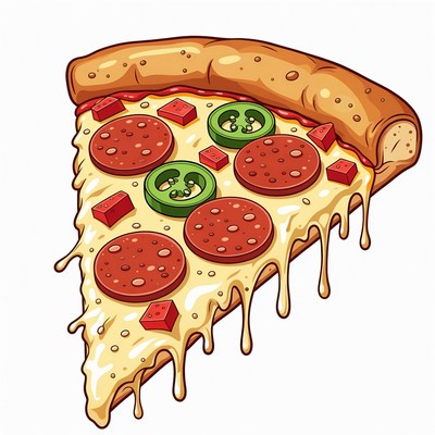 Pepperoni Pizza Slice with Jalapenos