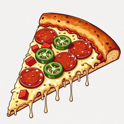 Pepperoni Pizza Slice with Jalapenos