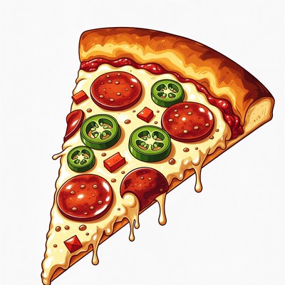 Pepperoni Pizza Slice with Jalapenos