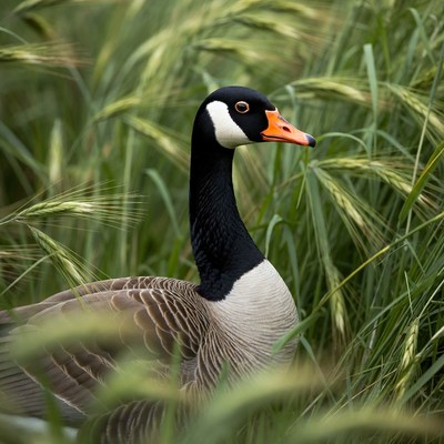 Canada Goose in Wheat Field