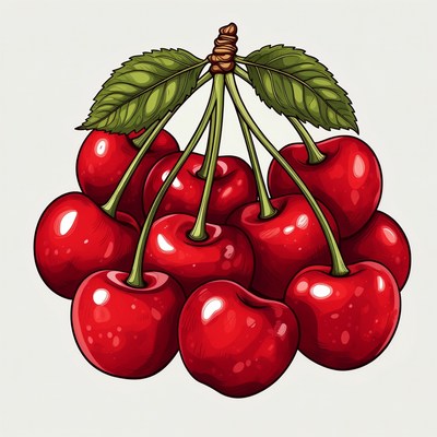 Bunch of red cherries illustration