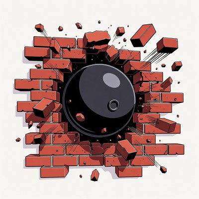Bomb Breaking Through Brick Wall