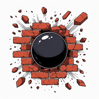 Cannonball Smashing Through Brick Wall
