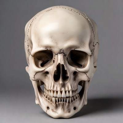 Realistic Human Skull Front View