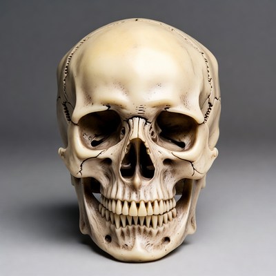 Human skull isolated on gray background