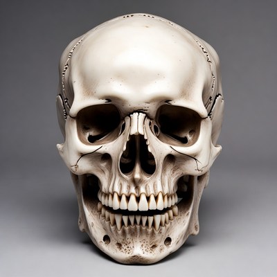 Human skull isolated on gray background