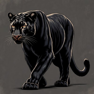 Black Panther Walking Illustration