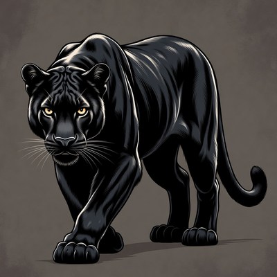Black Panther Walking Illustration