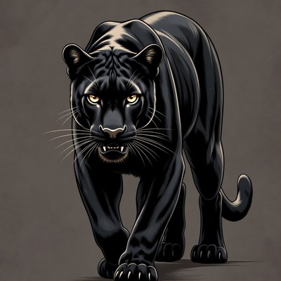 Black Panther Growling Illustration