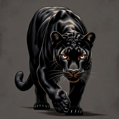 Black Panther Walking Forward