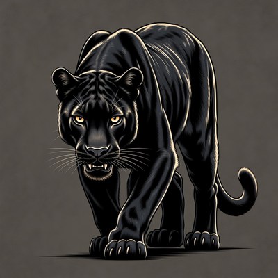 Black Panther Illustration Growling