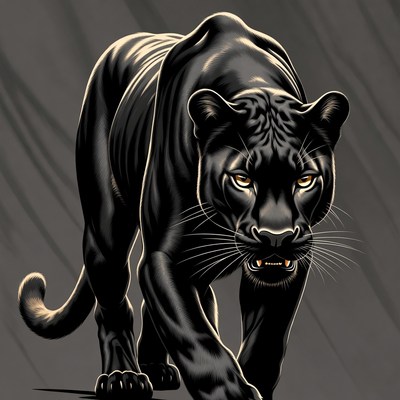 Black Panther Walking Illustration