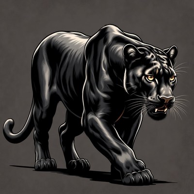 Black Panther Illustration Walking