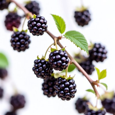 Ripe Blackberries on Branch