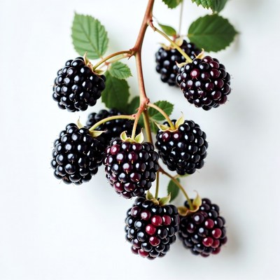 Fresh Blackberries on Branch