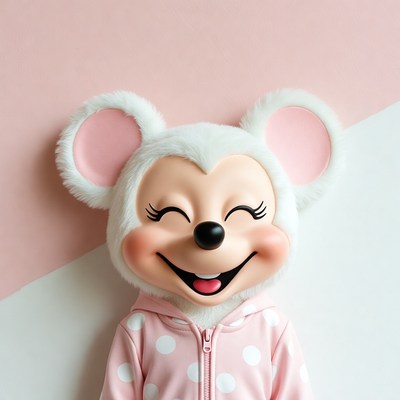 Smiling Minnie Mouse in pink hoodie