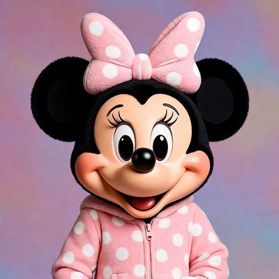 Minnie Mouse in pink polka dot hoodie