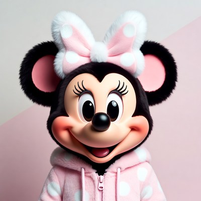 Minnie Mouse in pink polka dot hoodie
