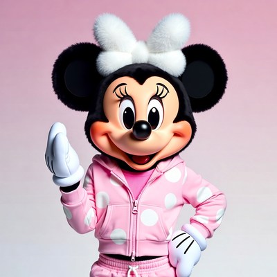 Minnie Mouse in pink hoodie
