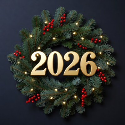 2026 Christmas Wreath with Lights