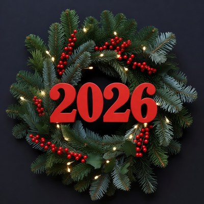 2026 Christmas Wreath with Lights