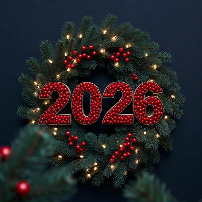 2026 Christmas Wreath with Lights