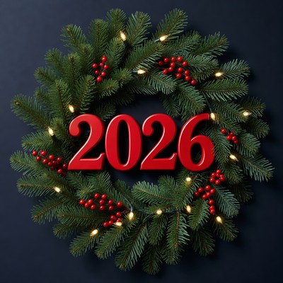 2026 Christmas Wreath with Lights
