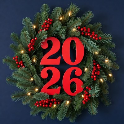 2026 Christmas Wreath with Lights