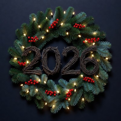 2026 Christmas Wreath with Lights