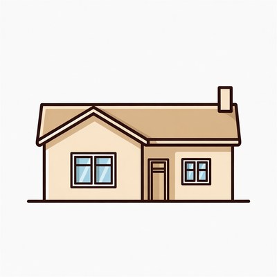 Cartoon House with Chimney