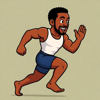 African-American man running illustration