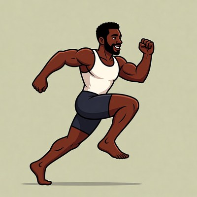 Muscular Black Man Running Illustration