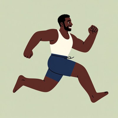 African-American man running illustration