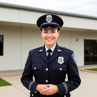 Female police officer smiling outdoors