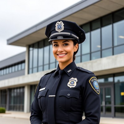 Female police officer smiling outdoors