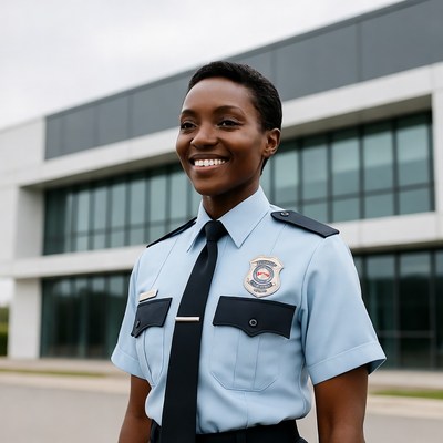 African-American woman in security uniform