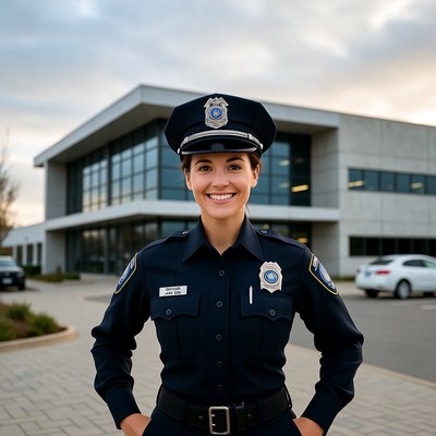 Female police officer smiling outdoors